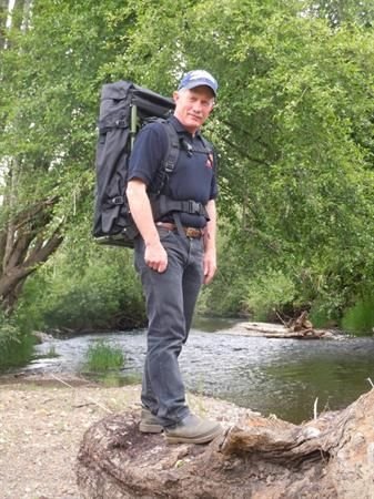 Inventor Neil Shaw with Backpack Drill by Yamhill River
